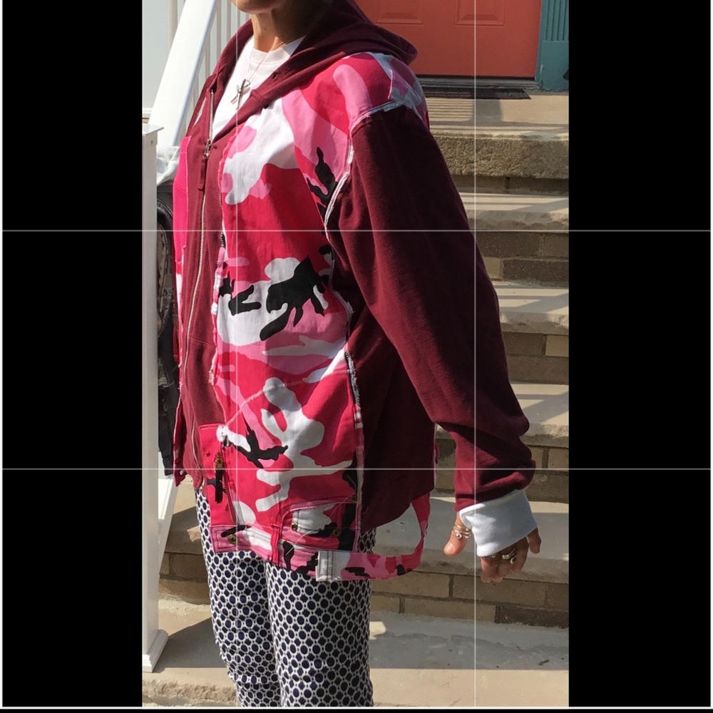Pink/Red Camo Hybrid Hoodie Jacket